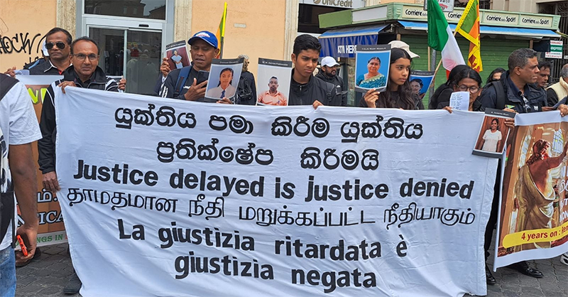 පාස්කු ප්‍රහාරයට සිව්වසරයි ! යුක්තිය ඉල්ලා ඉතාලියෙත් විරෝධතා